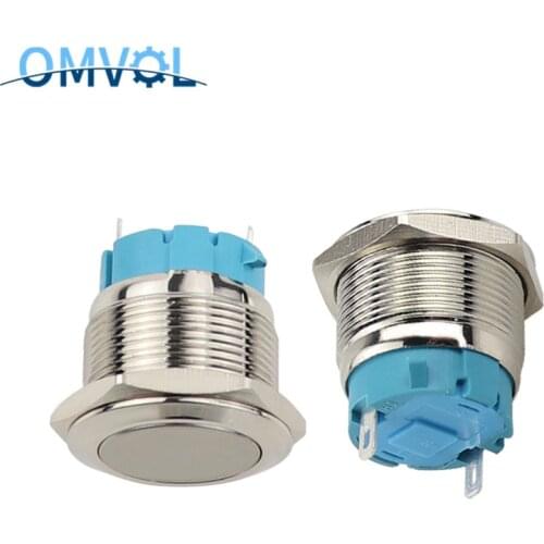 22mm Waterproof Metal Push Button SwitchSelf-locking and Momentary 1NO 2pin