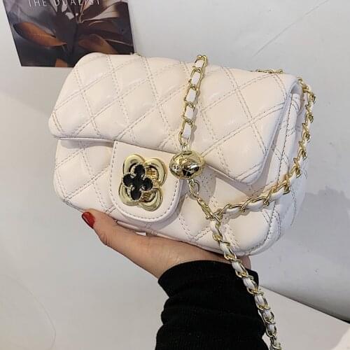 High-quality Ladies Simple Casual Rhombic Embroidery Thread Small Square Bag 2021 New Fashion One-shoulder Messenger Chain Bag