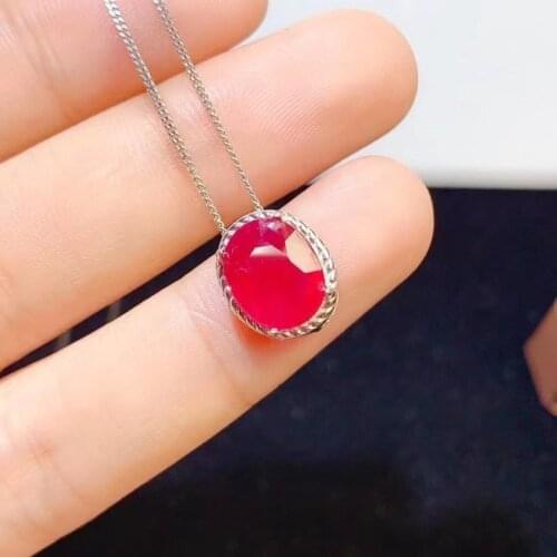 Jewelry Ruby Pendant for Daily Wear 8mm*10mm I Grade Natural Ruby Silver Pendant 925 Silver Ruby Jewelry for Office Woman