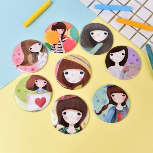 CSHOU48 Mirrors Espelho De Maquiagem Espejos De Bolsillo Random Girl Mini Pocket Makeup Mirror Cosmetic Compact