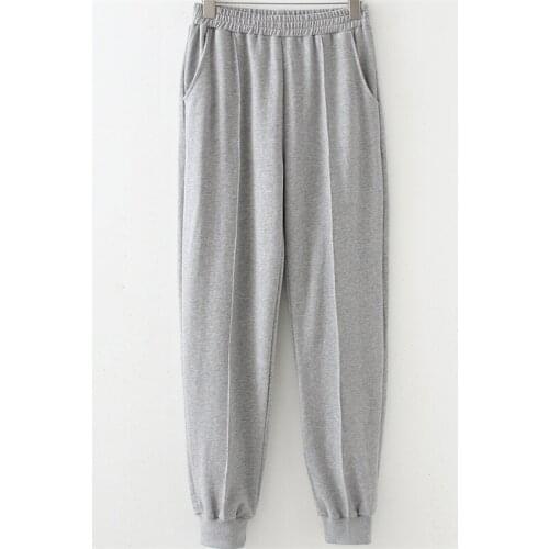 TRAF Women 2021 Fashion Casual Two-Piece Set Gray Short Pullover hoodie Elastic High Waist Casual Pants Set Streetwear