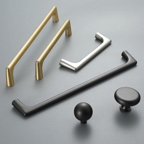 Zinc Alloy Gold Furniture Handle Solid Cabinet Pulls Drawer Knobs Kitchen Door Cupboard Handle Pulls Modern Furniture Hardware