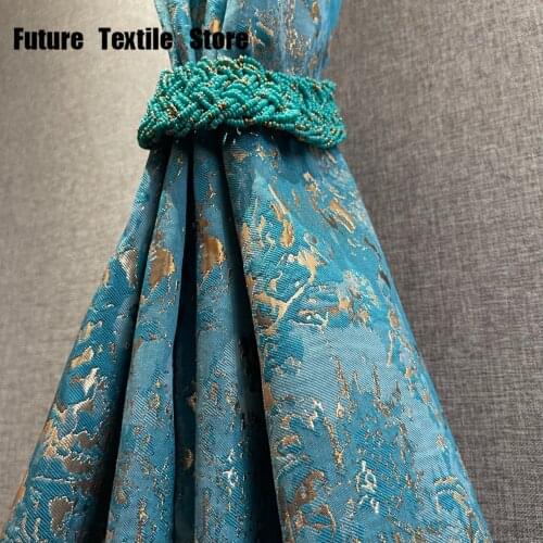 Gold Blue Light Luxury Fashion New Curtain Retro Mediterranean Bohemian Blue Curtains Curtains for Living Dining Room Bedroom