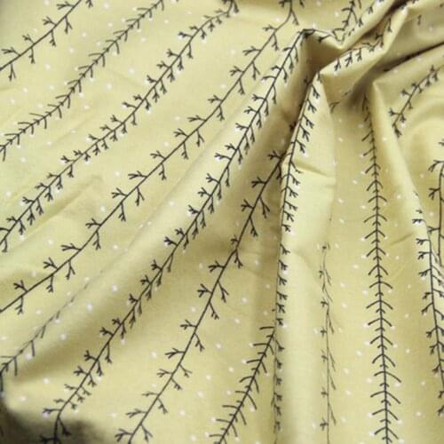 100% cotton plain brushed light yellow branch dots printed soft cozy fabric for apparel bedding cushion shirt handwork patchwork