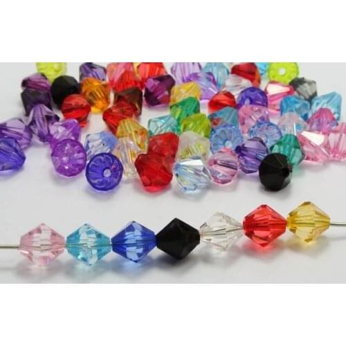 100pcs /50pcs /30pcs Mixed Colour 10mm Transparent Acrylic Faceted Bicone Beads