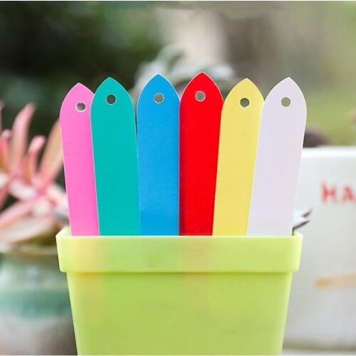 100Pcs Garden Plant Labels New One-Word Perforated Flower Label Signage Green Plant Plastic Tray Mark Tools10x2cm