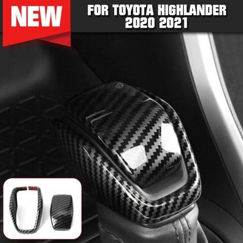 2Pcs ABS Carbon Fiber Gear Shift Knob Cover Trim FOR Toyota Highlander 2020 2021