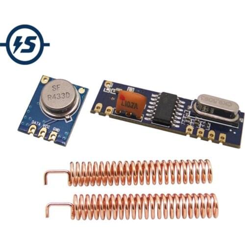 433MHz ASK Transmitter STX882+ ASK Receiver SRX882 + 2pcs Copper Spring Antenna Wireless Module Kit Superheterodyne 100 Meters