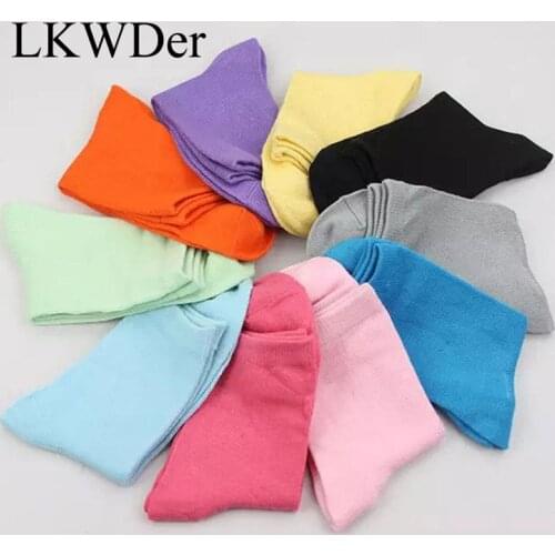 LKWDer 5 Pairs Candy Color Cotton Womens Socks Dots Striped Soft All-match Four Season Women Socks Sokken Meias Calcetines Mujer