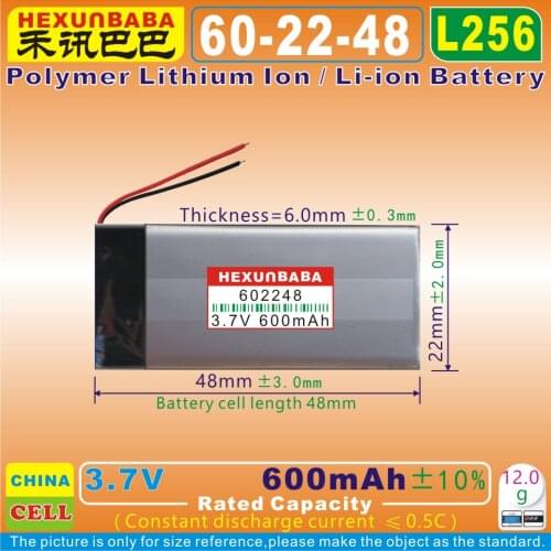 5pcs [L905] 3.7V 600mAh [602248] Polymer lithium ion / Li-ion battery for MP3,SPEAKER,bluetooth,GPS,smart watch,MP4,toy;MP5