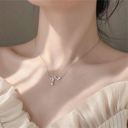 925 Sterling Silver Zircon Heart Charm Link Chain Necklace For Women Creative Geometric Elegant Party Jewelry dz459