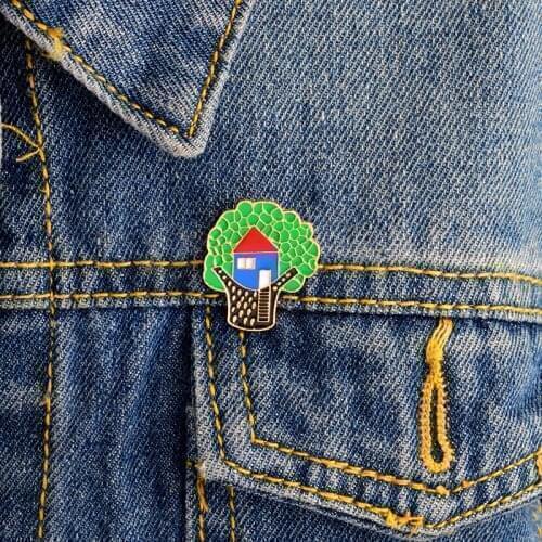 Tree house pins Brooches Badges Hard enamel pins Fashion Accessory for shirt,jeans Feminist pin Natural jewelry Natural pin