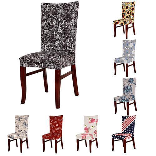 Polyester Elastic Flower Printing Dining Chair Slipcover Modern Removable Anti-dirty Home Wedding Banquet Party Seat Chair Cover