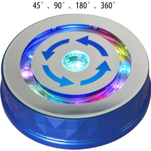 Electric Turntable Display Stand Colorful Light 360° Rotating Table Watch Bracelet Jewelry Holder for Photography Props