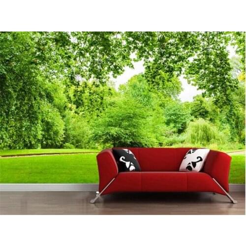 Custom Size Murals Green Tree Leaf Natural Wall Paper Photo Mural for Resturant Coffee Shop Garden Wall Murals Bamboo Landscape