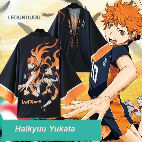 Haikyuu Chiffon Pajamas Cloaks Karasuno High School Volleyball Club Hinata Shyouyou Cosplay Costume Yukata Kimono Coat Bathrobes