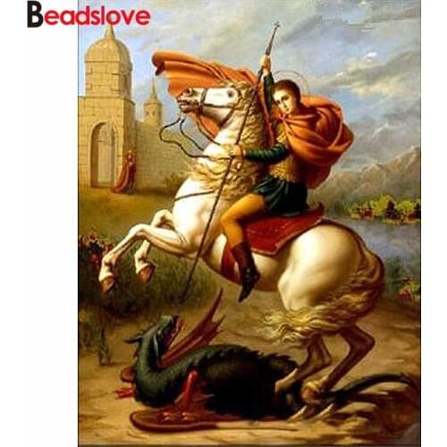 5D Round Diamond Painting Cross Stitch Kits Full Diamonds Embroidery George Icons Home Decor Mosaic Pictures Of Rhinestone