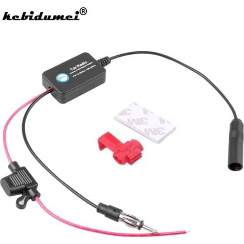Kebidumei 88-108MHz 12V Auto Car FM Radio Antenna Signal Amplifier Booster For Marine Car Vehicle FM Amplifier