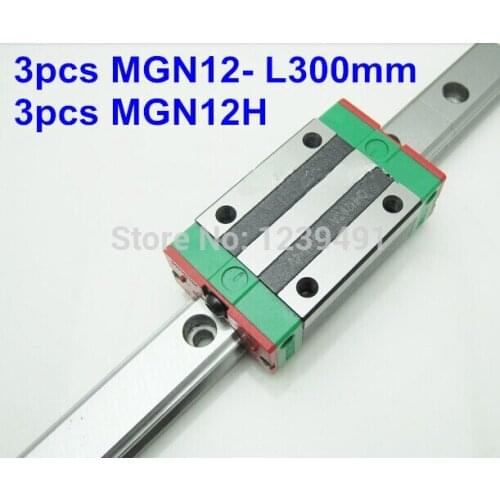 3pcs MGN12 L300mm linear rail + 3pcs MGN12H carriage