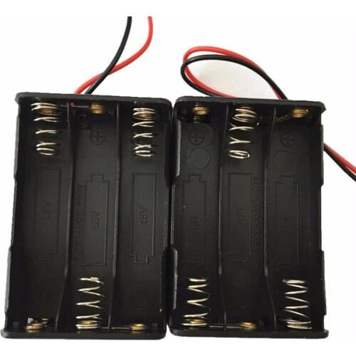 MasterFire 500pcs/lot 3-slot 6 X 1.5V AAA Back to Back DIY Clip Battery Holder Plastic Case Storage Box Black With Wire Leads