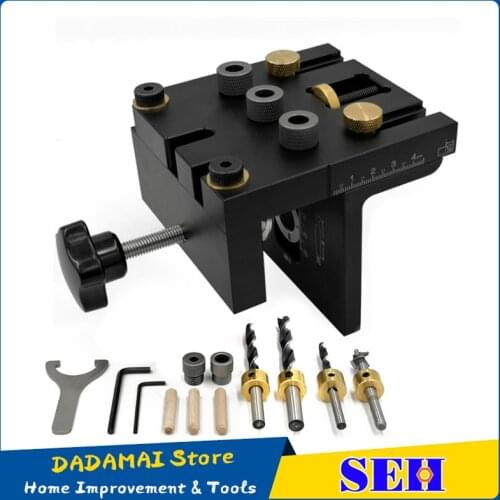 Multifunction Woodworking Doweling Jig Kit Adjustable Drilling Guide Puncher Locator For Furniture Connecting Carpentry Tools