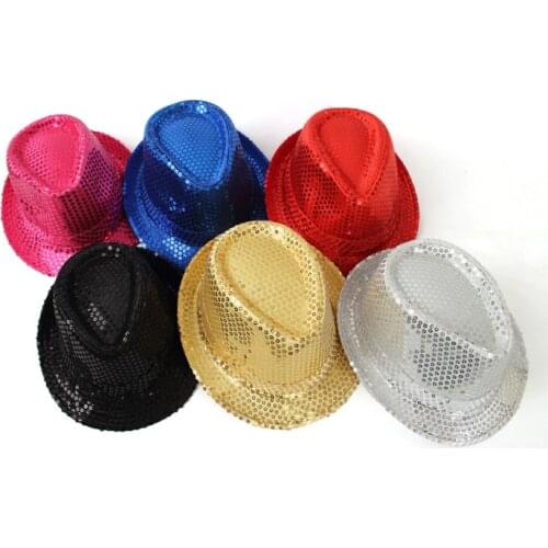 Fashion Adult Childrens General Sequined Top Hat, Parent-child Shiny Performance Hat, Cowboy Hat Dance Performance Party Hat