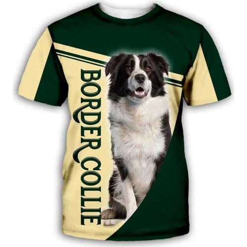 CLOOCL Border Collie Men T-shirts Pets Striped Design Men Clothing 3D Print Casual Tops Women Harajuku T Shirts