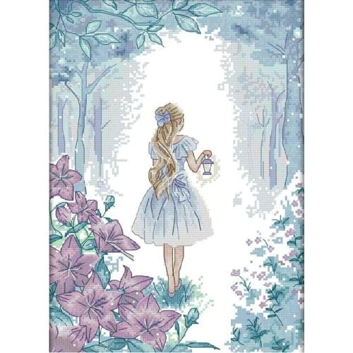 Printed Cross Stitch Kits 11CT 15X19 Inch Cotton DIY Embroidery Starter Kits Easy Patterns Embroidery for Girls Crafts Stamped C