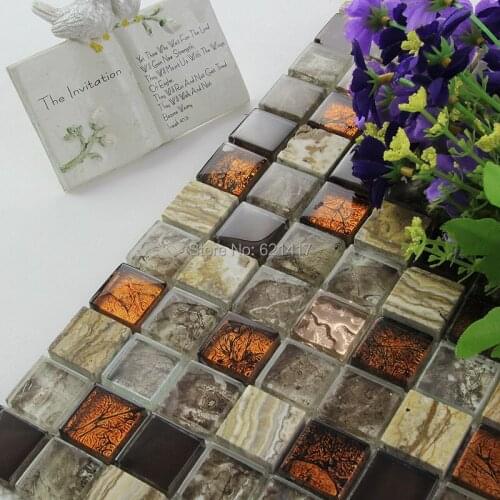 Marbled stones crystal glass mosaic tiles HMGM1091 backsplash kitchen wall tile sticker bathroom floor tiles