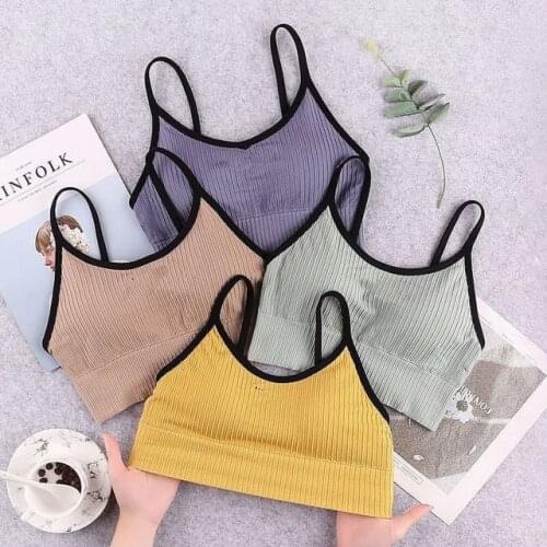 New Sports Bra Striped Vest Bra Tube Top Student No Steel Ring Girl Bra Thin Underwear Cotton Underwear Soft Comfort Tube Tops
