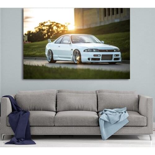 Sportscar Nissan Skyline White Classic Car Wall Art Posters Fabric Canvas Print Paintings for Living Room Decor