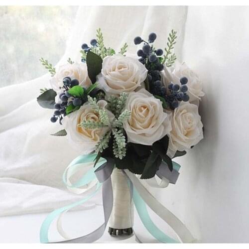 Light Bridal Bouquet fake roses, fake flowers, home decoration, emulation, wedding bouquet