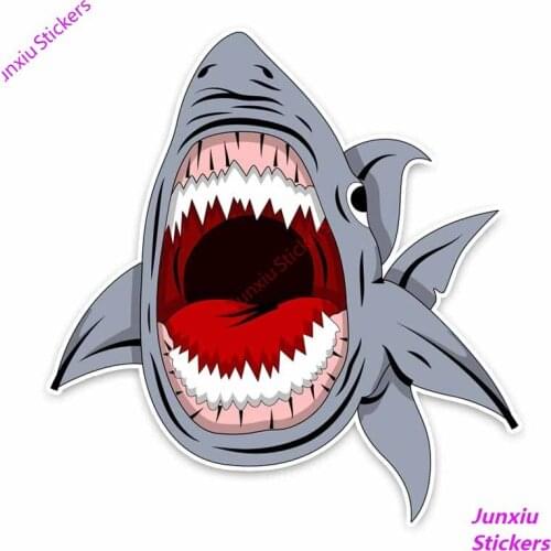 Reflective Big Shark Cartoon Graffiti Car Sticker Styling Windshield Bumper Window Cover Scratches Decal Accessories KK14*13cm