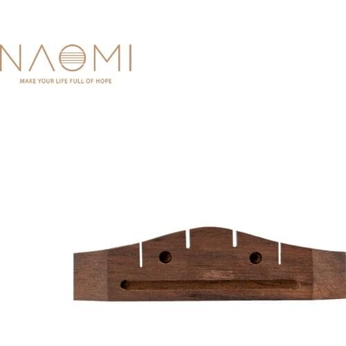 NAOMI Ukulele Bridge Slot Style W/ Two Holes Rosewood Bridge For 21 Inch Soprano Uke Hawaii Guitar Replacement