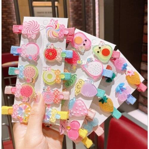 Clip hair clips girl fruits Cartoon Hairpin For Women Children Rainbow Hair Clip Kids Flower Candy Fruit Barrette Hair
