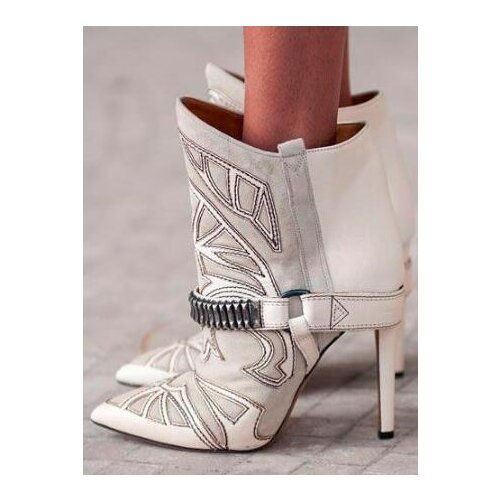 Embroidery Suede Leather Pointed Toe Ankle Boots Stiletto Strappy Lady Short Boots Fashion Lady High Heels Studded Boots Shoes