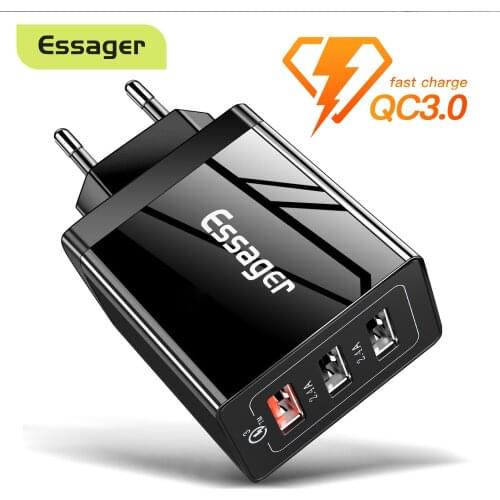 Essager 30W USB Charger QC3.0 QC 3.0 Fast Charging Multi Plug Mobile Phone Charger Wall Adapter For iPhone Samsung Xiaomi mi