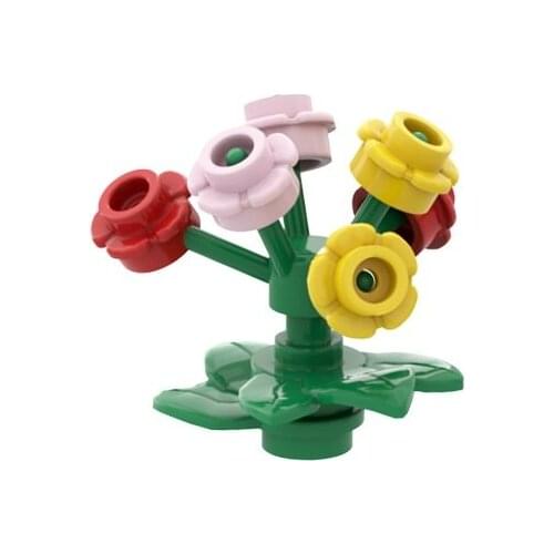 Plant Building Blocks Potted Flowers Tree Park Street View Bench Toys Children Compatible with Major Brand Model MOC Citys