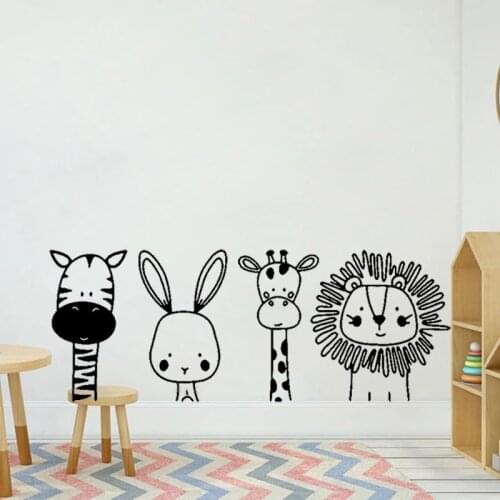 Zebra Bunny Rabbit Giraffe Lion Animal Cute Cartoon Childrens Room Zoo Animal Jungle Room Kindergarten Art Decoration