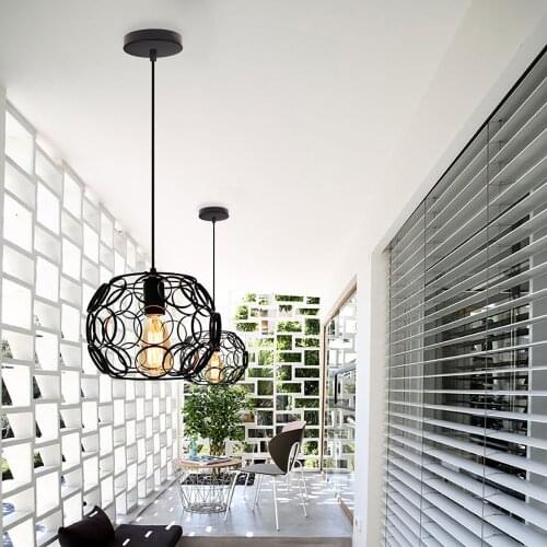 Retro Loft Industrial Iron Hanging Light Modern Metal Cage E27 Led Pendant Lamp Indoor Kitchen Living Room Bedroom Restaurant