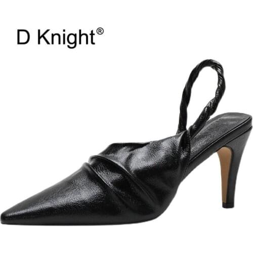 Sexy Slip On Ladies Thin High Heels Sandals 2021 Summer New Fashion Pointed Toe Stiletto Shoes Leather Women Sandals Pumps Shoes