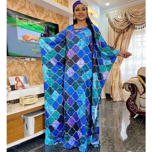 2020 African Dresses For Women Long Maxi Dress Free Size Printed Silk Dress Fashion Women Dress African Clothes ladies clothes