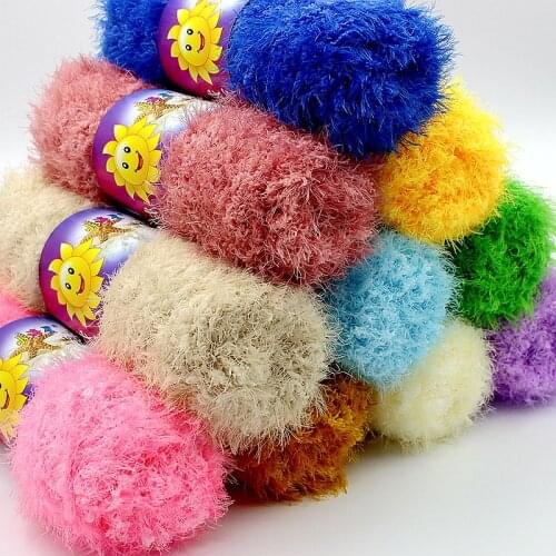 100g/ball Wholesale Chicken Feather Yarn Coral Fleece Imitation Fur Coat Woven Wool Ombre Long Villi Shag Thread A