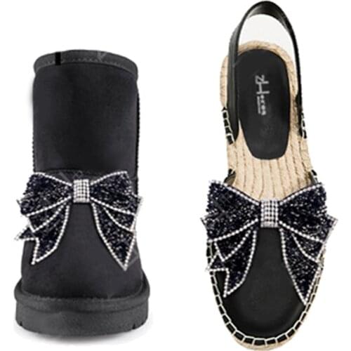2PCS Fashion Rhinestone Shoe Applique Bowknot Shoe Charm Wedding Accessories