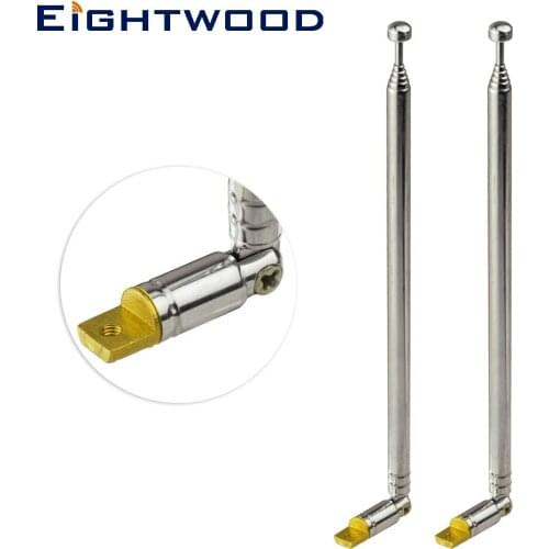 Eightwood 2pcs Telescopic Aerial 6-Sections Telescopic Radio Antenna Replacement for TV DAB FM AM Audio Radio RC Controller