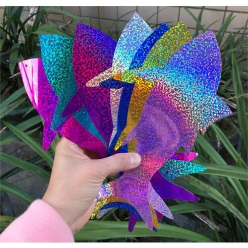 20pcs 95*180mm/ 120*230mm Fish Sequins Large Flat Paillette PVC Hologram Wedding Stage Background Entrance Decorations