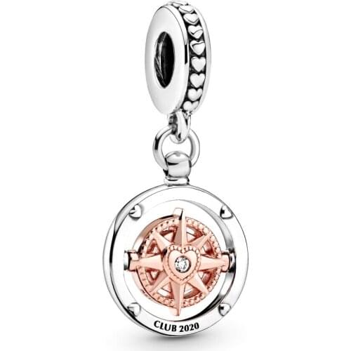 2020 NEW 100% 925 Sterling Silver New Year Limited Club Compass Dangle Charm Women Fit Diy Original Bracelet Fashion Jewelry