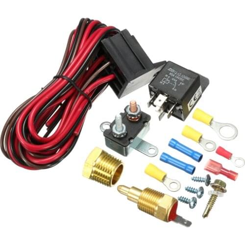 210-195/200-185/185-170 Degree Engine Cooling Fan Thermostat Temperature Switch Sensor 12V 5 Pins Relay Kit