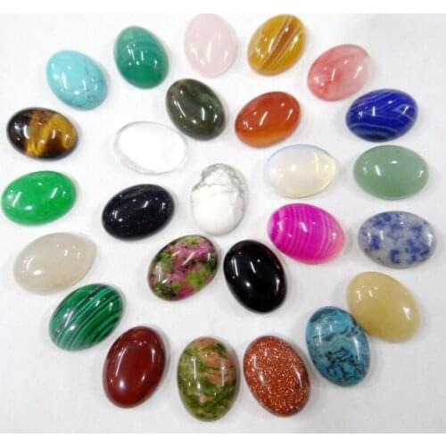 24pcs/ Wholesale 15x20mm natural stone agates malachit turquois Oval shape CAB Cabochon crystal beads for jewelry making