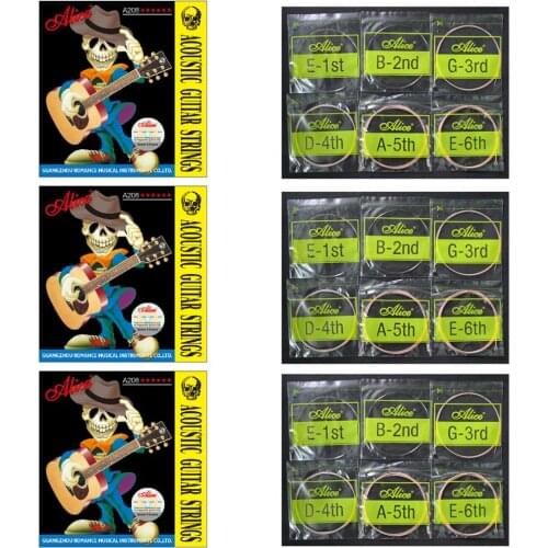 3 Sets Alice A206 Long Life Stainless Steel Phosphor Bronze Acoustic Guitar Strings
